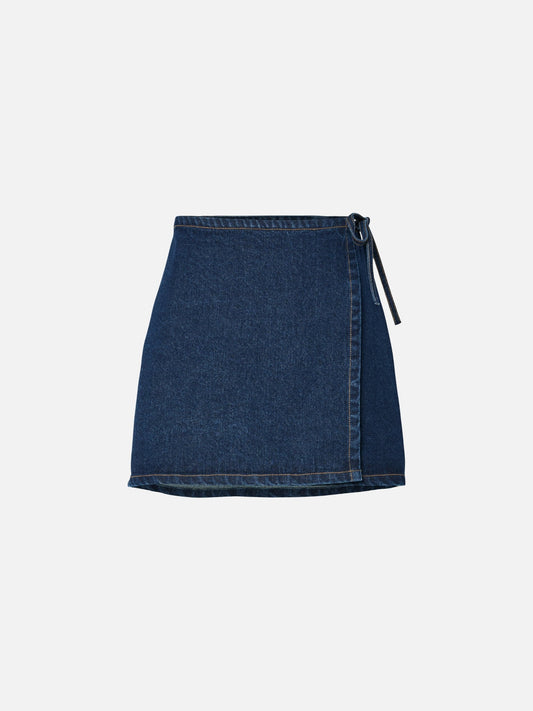 Flora Denim Wrap Mini Skirt